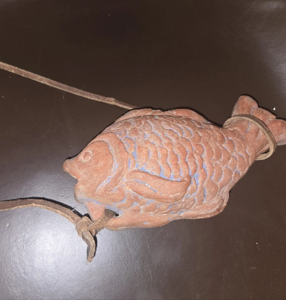 Vintage Terracotta Koi-Style Fish Sculpture – Handcrafted Hollow Clay Decor